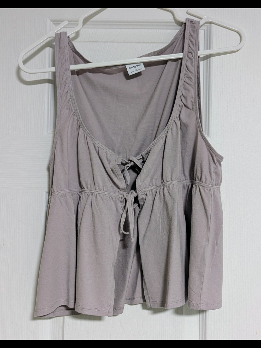 Sunday Best Mauve Tie-Front Peplum Tank
